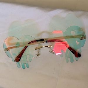 Blue Rose Iridescent Holographic Melting Heart Sunglasses